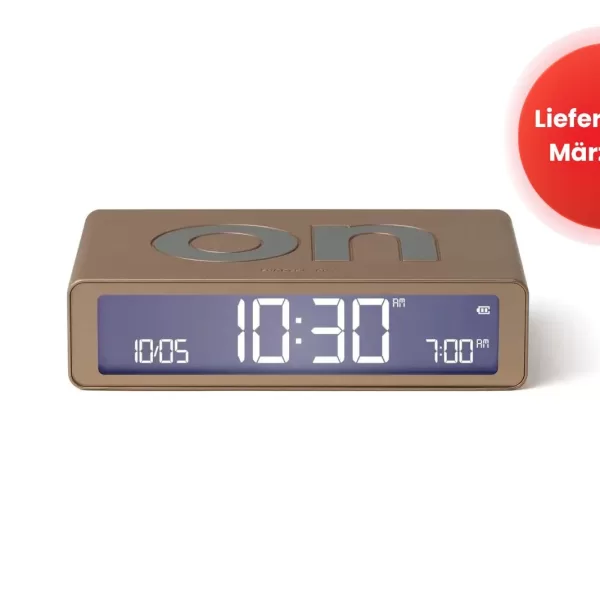 LEXON Flip Classic LCD-Wecker Gold | Reversibel, Akku, intuitiv bedienbar, kompaktes Design, eleganter Nachttisch-Wecker