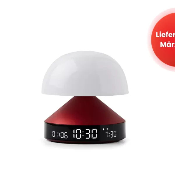 LEXON Mina Sunrise Wecker Rot - Sonnenaufgangssimulator, 5 Melodien, 9 LED-Farben, Touch-Steuerung, VA-LCD-Display, 3-in-1 Lampe