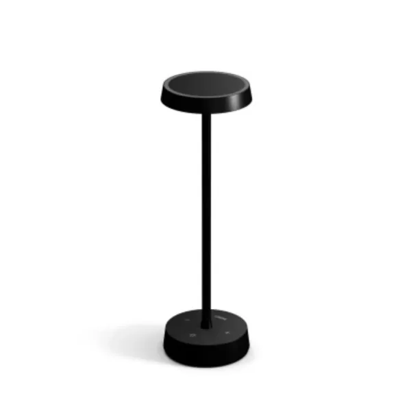 Loxone Table Lamp Air Anthrazit - Dimmbare USB-C Lampe mit warmweißem Licht, RGB-Ring, 3 kapazitiven Tasten, 10.000 mAh Akku