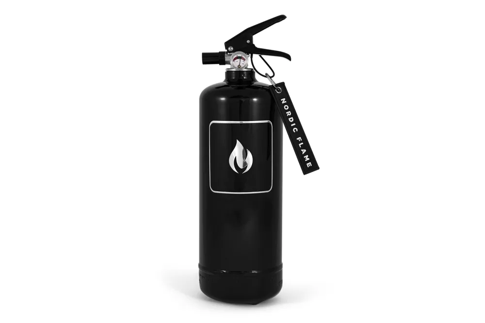 Nordic Flame Feuerlöscher 2kg Schwarz – Eleganter ABC-Pulverlöscher mit Wandhalterung, Sicherheitsgarantie & hoher Löschkraft