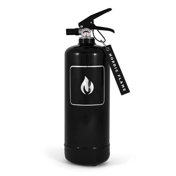 Nordic Flame Feuerlöscher 2kg Schwarz – Eleganter ABC-Pulverlöscher mit Wandhalterung, Sicherheitsgarantie & hoher Löschkraft