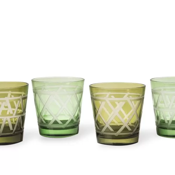 Pols Potten Tie Up Tumblers Set – 4 elegante Trinkgläser aus vollfarbigem Glas mit einzigartigem Muster für stilvolle Anlässe