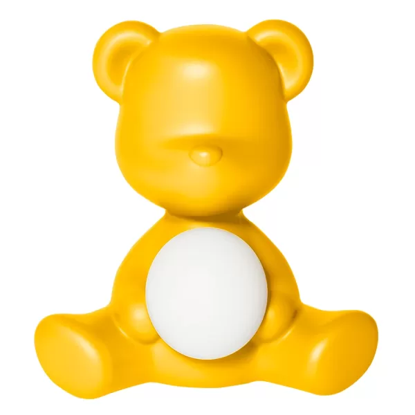 Qeeboo Teddy Girl LED Leuchte – Wiederaufladbare Tischlampe in Gelb, Designerleuchte von Stefano Giovannoni, Kabellos, Teddy Kollektion