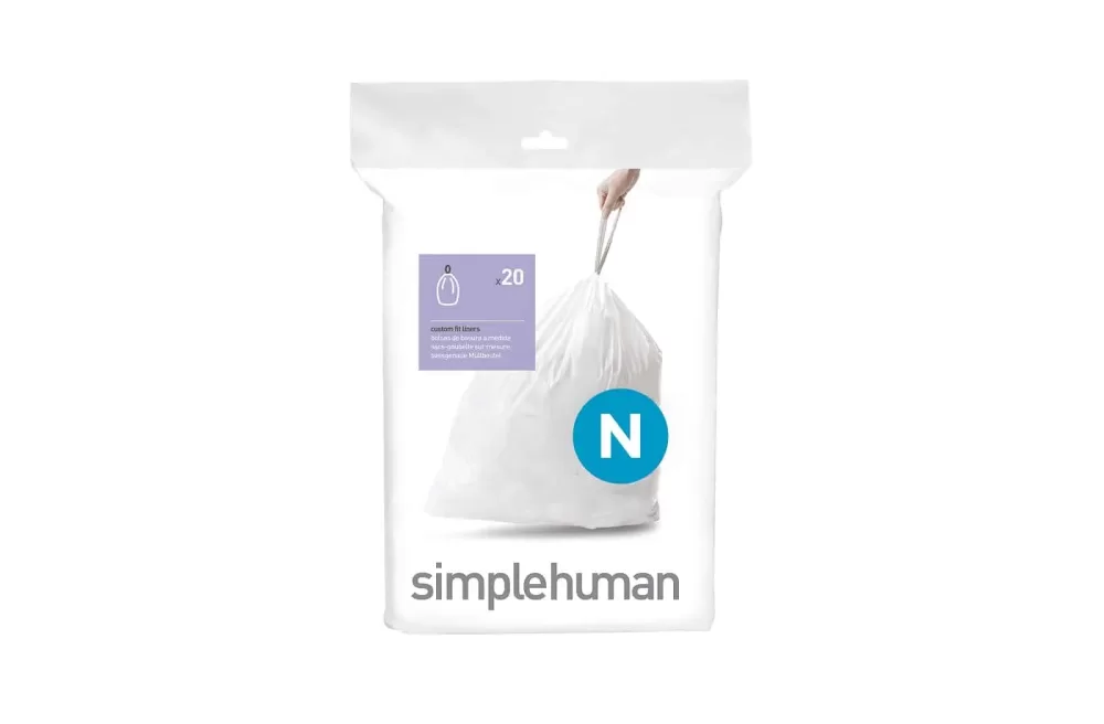 Simplehuman Müllbeutel Code N - Passgenaue, robuste Mülltüten mit starken Doppelnähten & Schnellausgabepackung für Sensor- und Treteimer