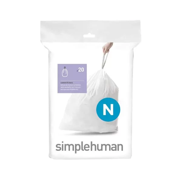 Simplehuman Müllbeutel Code N - Passgenaue, robuste Mülltüten mit starken Doppelnähten & Schnellausgabepackung für Sensor- und Treteimer