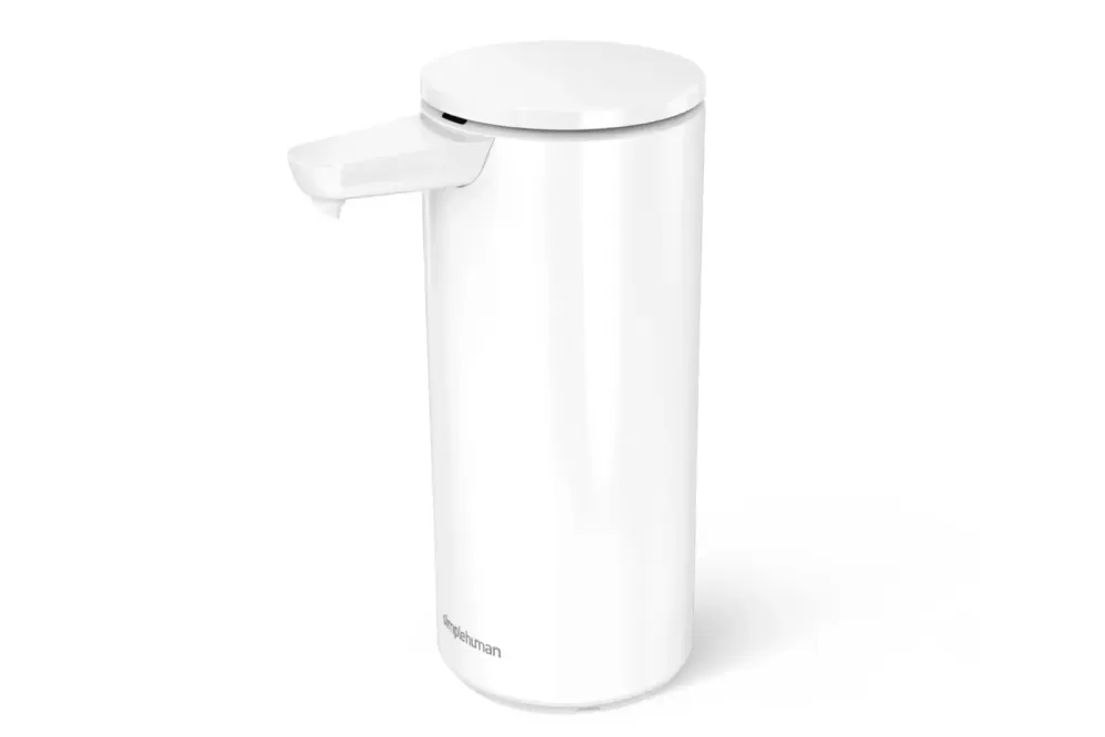 simplehuman Sensorspender für Flüssigseife, Edelstahl weiß, 414 ml, berührungslos, nachfüllbar, wasserdicht, inkl. kabellosem Ladegerät