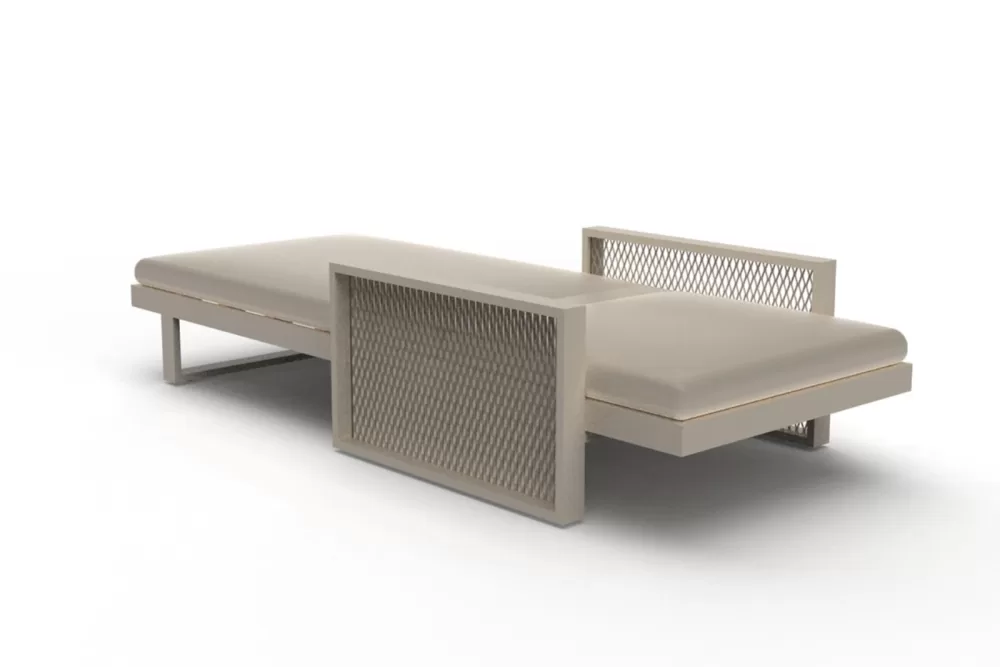 Vondom The Factory Sonnenliege Crema Taupe – Ergonomisch, wetterfest, hochwertiges Aluminium & Crevin Gewebe, Luxus für Outdoor-Bereiche