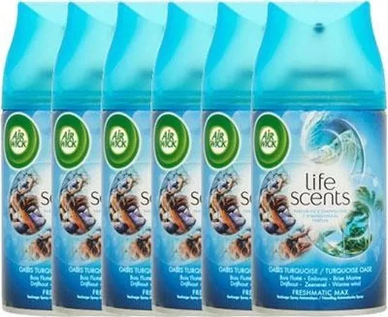 Air Wick Freshmatic Max Navulling Turquoise Oase - 6 Stuks Automatische Spray Navulling voor Heerlijk Geurende Huizen