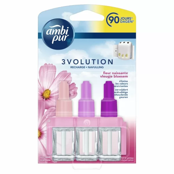 Ambi Pur 3Volution Navulling Blossom & Breeze - Elektrische Geurverspreider, 20 ml, Verfrissend, Elimineert Geuren, Aanpasbare Geursterkte