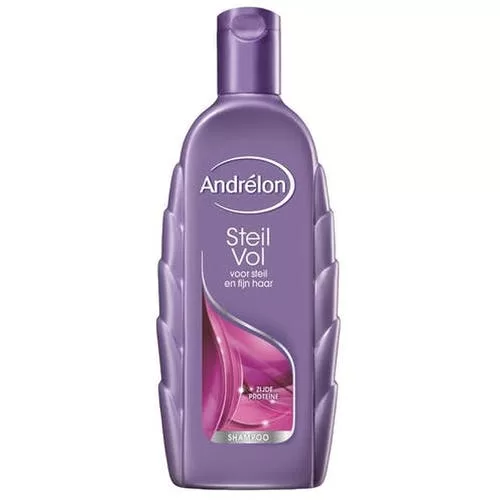 Andrélon Shampoo Steilvol 300 ml - Voor Fijn en Futloos Steil Haar, Voedende Formule met Zijde-Proteïne, Voorkomt Pluis en Statik