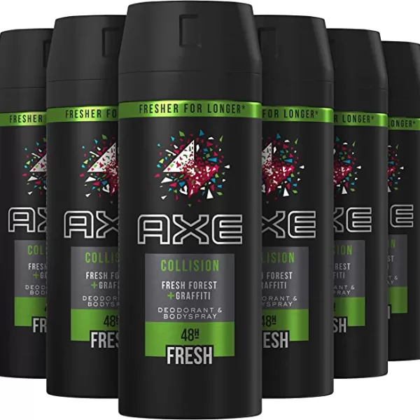 AXE Collision Fresh Forest + Graffiti Bodyspray Deodorant - 6 x 150 ml - Voordeelverpakking - Frisheid met citrus, teak & patchouli