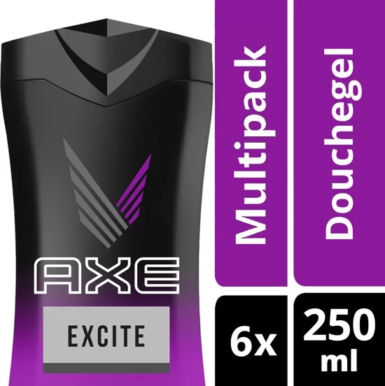 Axe Excite Douchegel voor Mannen - 6 x 250 ml - Voordeelverpakking met Kokosnoot & Zwarte Peper Geur - Verleidelijk & Verfrissend