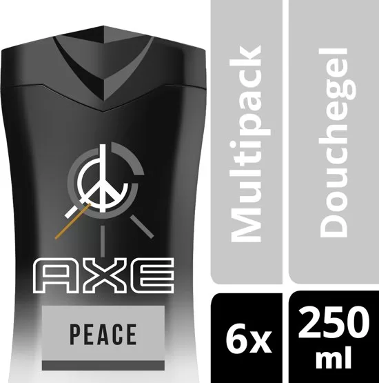 Axe Peace Douchegel voor Mannen 250 ml - Voordeelverpakking van 6 - Kalmerende geur met citrus, muskus en hout - Fris en schoon gevoel