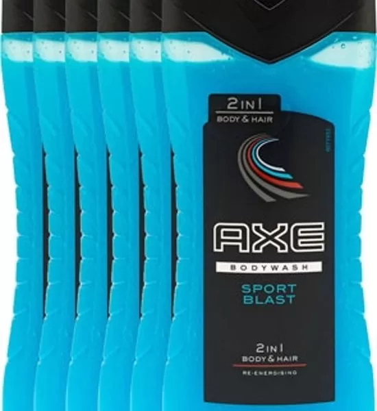 Axe Sport Blast Douchegel voor Mannen - 6x250ml Verfrissende Geur, Ideaal voor Sport en Dagelijks Gebruik