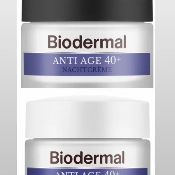 Biodermal Anti Age 40+ Dag- & Nachtcrème Set - 50ml | Hydratatie, Rimpelvermindering, SPF 15, Dermatologisch Getest, Verstevigend