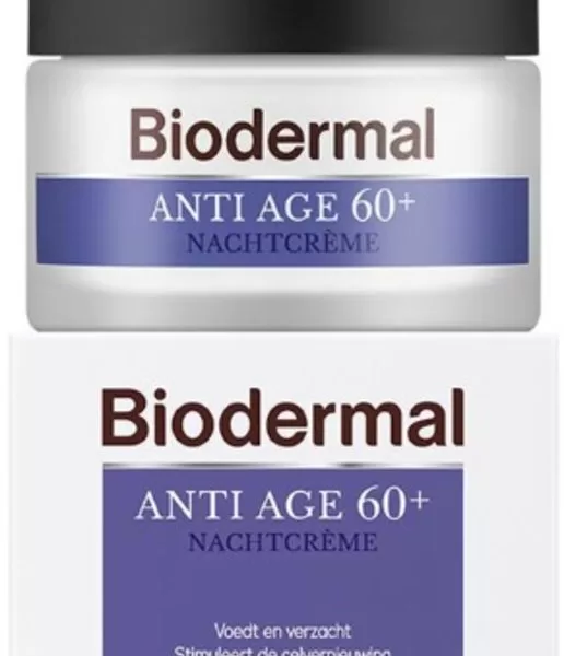 Biodermal Anti Age 60+ Nachtcrème - 50ml - Herstelt Rimpels, Voedt en Stimuleert Huidvernieuwing - Dermatologisch Getest