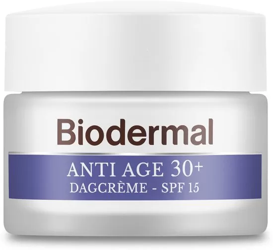 Biodermal Anti Age Dagcrème 30+ met SPF 15 - Hydraterend, 50 ml - Voor Stralende Huid, Vermindert Fijne Lijntjes, Dermatologisch Getest