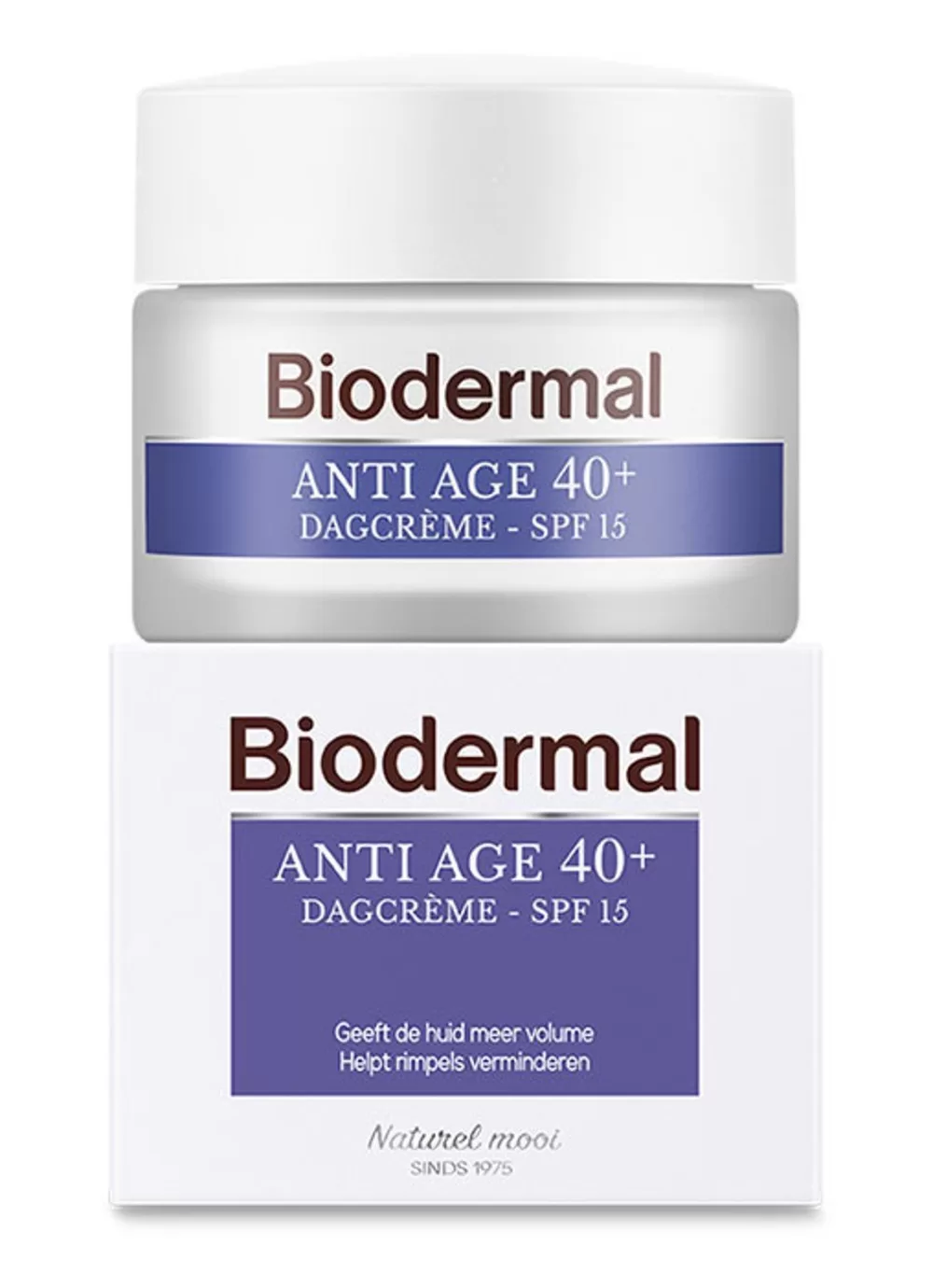 Biodermal Anti Age Dagcreme 40+ met SPF15 - Hydraterende 50ml Crème voor Rimpelvermindering & Huidversteviging