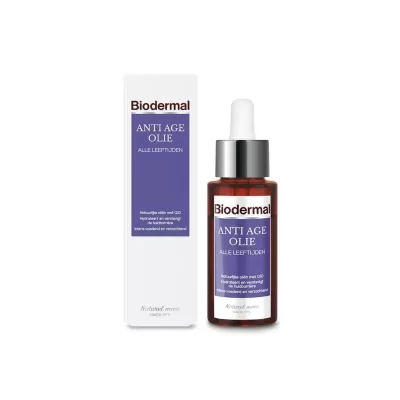 Biodermal Anti-Age Gezichtsolie 30ml - Natuurlijke Hydratatie, Vitamine E & Q10, Voor Alle Huidtypen, Verzacht & Verstevigt Huidbarrière