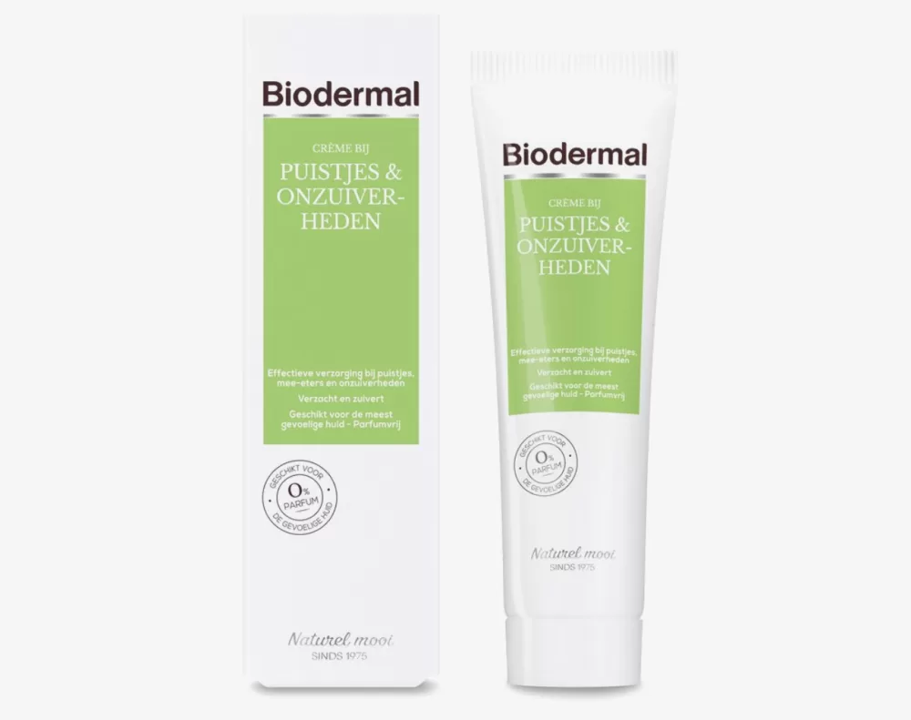 Biodermal Crème bij Puistjes & Onzuiverheden - Dagcrème, 30ml - Effectieve Huidverzorging voor Gevoelige Huid, Parfumvrij, Verzachtend