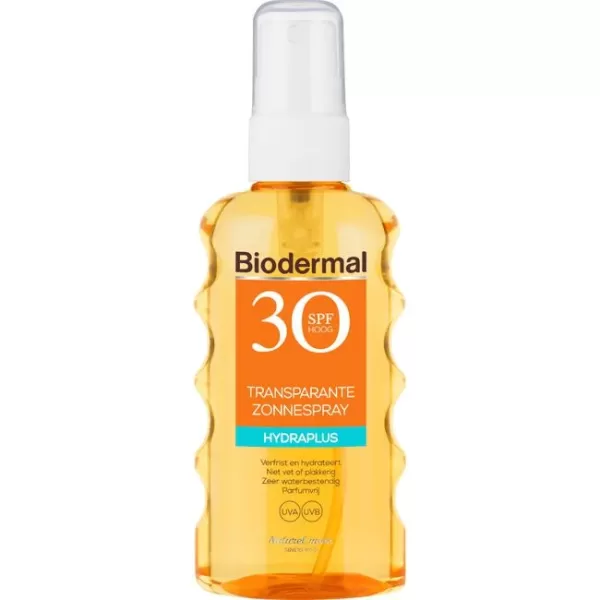 Biodermal Transparante Zonnespray SPF 30 - Hydraterend, Niet Vettig, Waterbestendig, Geschikt voor Volwassenen en Kinderen, Parfumvrij