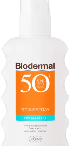 Biodermal Hydraplus Zonnespray SPF 50+ - 175ml | Intensieve Hydratatie | Waterbestendig & Niet Vettig | Zonnebrand Bescherming