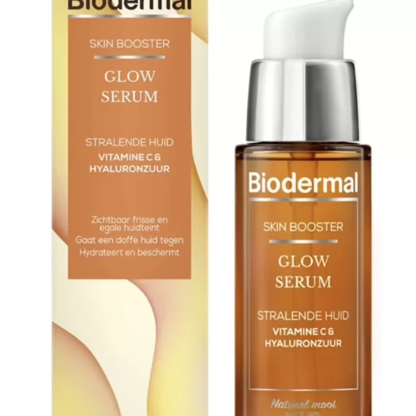 Biodermal Skin Booster Glow Serum 30ml – Hyaluronzuur & Vitamine C – 3 Stuks – Hydrateert, Verheldert & Versterkt Huidglans