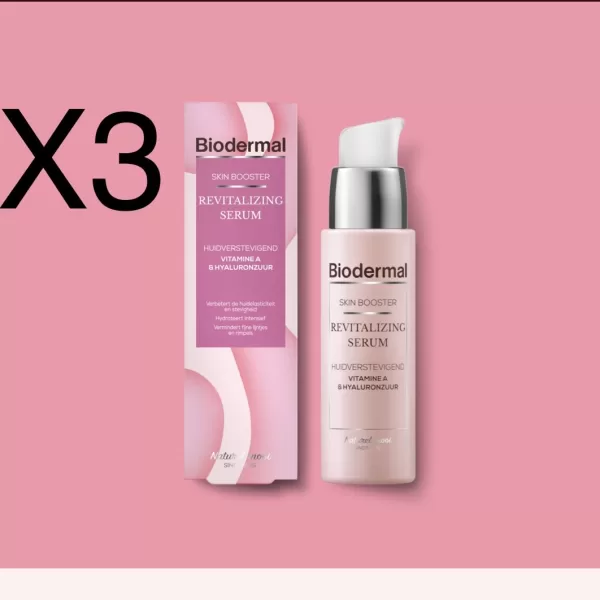 Biodermal Skin Booster Revitalizing Serum 3-Pack - Hydratatie, Vermindert Rimpels, Hyaluronzuur & Vitamine A, Geschikt voor Alle Huidtypen