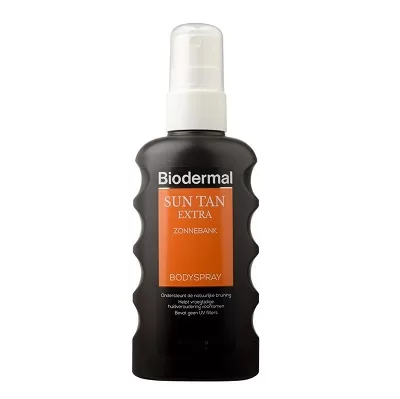 Biodermal Zon Tan Extra Zonnebank Body Spray 175ml – Ondersteunt Natuurlijke Bruining, Voorkomt Huidveroudering, Snel Intrekkend, UV Filter Vrij