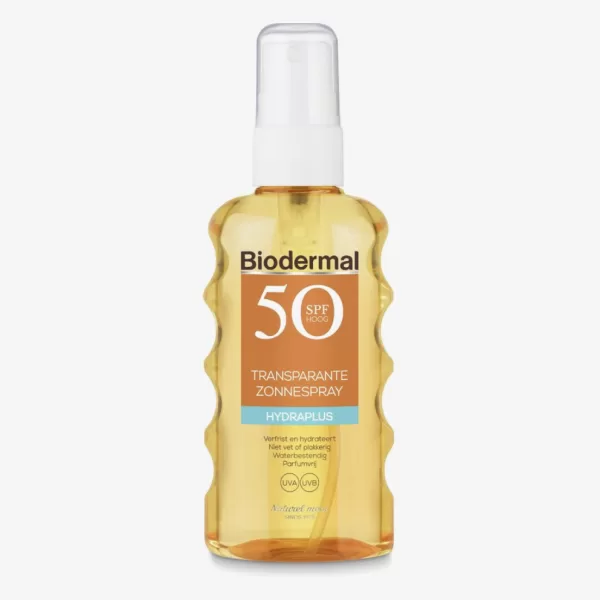 Biodermal Zonnebrand Hydraplus Spray SPF 50 - Transparante Zonnespray, 175ml - Hydrateert, Niet Plakkerig, Waterbestendig, Parfumvrij