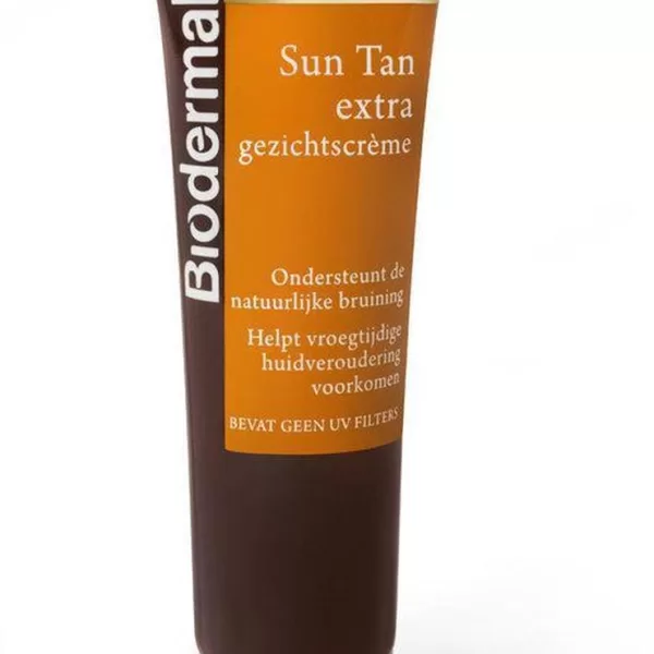 Biodermal Sun Tan Extra Gezichtscrème 50ml - Intensieve Hydratatie voor Onder de Zonnebank, Ondersteunt Bruiningsproces, Dermatologisch Getest