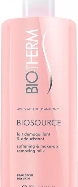 Biotherm Biosource Reinigingsmelk 200ml - Voor Droge en Gevoelige Huid, Fluweelzacht met L. Saccharina Extract, Effectieve Make-up Verwijdering