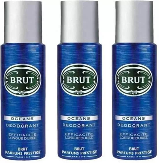 Brut Deo Spray Oceans 3 Pack – 3x200ml, 24 Stunden Schutz, ikonische Männerdeodorant, frischer Duft, Vorteilspackung