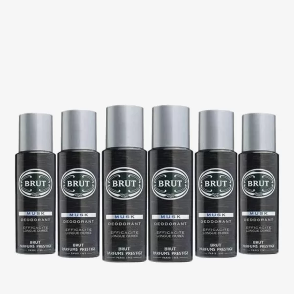 Brut DeoSpray Musk 6x200ml - Kruidige & verfijnde geur voor mannen | Langdurige kwaliteit met lavendel & amber | Voordeelverpakking