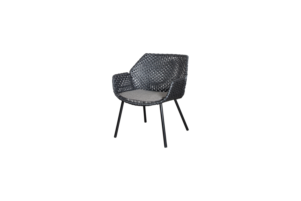 Cane-line Vibe Loungesessel Schwarz/Graphit mit Kissen Dunkelgrau – Wetterfest, Pflegeleicht, Modernes Design, 70x66x78 cm