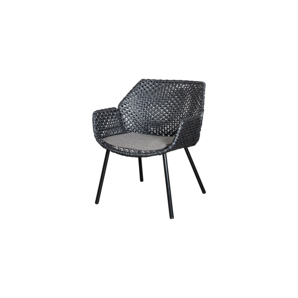 Cane-line Vibe Loungesessel Schwarz/Graphit mit Kissen Dunkelgrau – Wetterfest, Pflegeleicht, Modernes Design, 70x66x78 cm