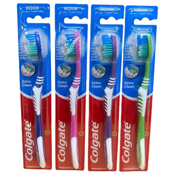 Colgate Extra Clean Tandborstel Voordeelverpakking - 4 Stuks voor Optimale Mondhygiëne en Frisse Adem