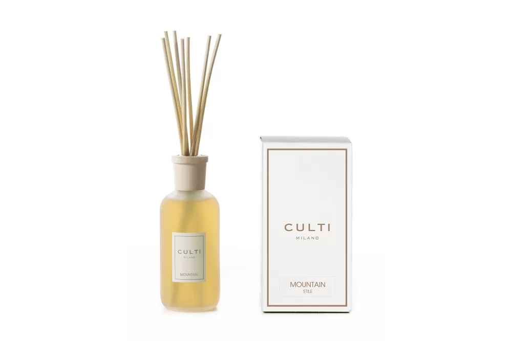 Culti Milano Mountain Diffuser 250 ml – Holziger Raumduft mit Vetiver, Kardamom & Zedernholz für 40 m² – Elegantes Raumdekor