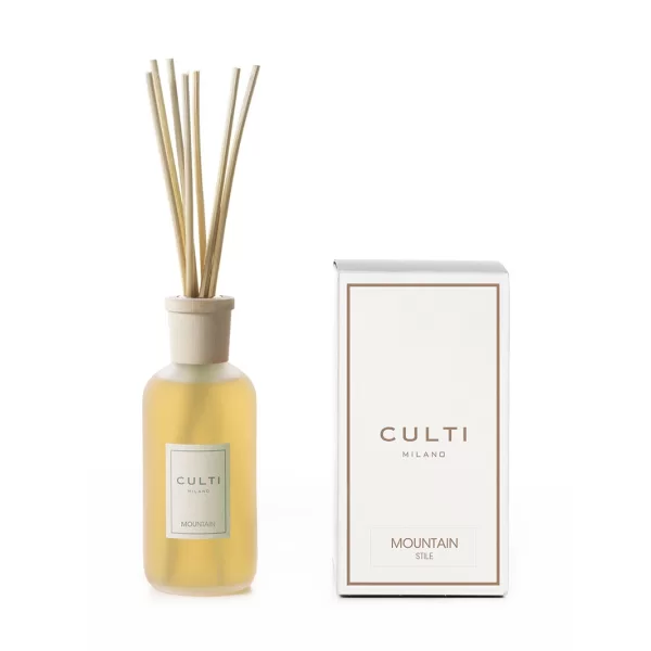 Culti Milano Mountain Diffuser 250 ml – Holziger Raumduft mit Vetiver, Kardamom & Zedernholz für 40 m² – Elegantes Raumdekor