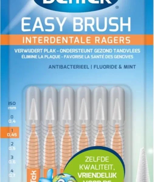 DenTek Easy Brush Interdentale Ragers ISO 1 - 6 Stk, Flexibel, Mintgeschmack, Hygienisch, Perfect für schwer erreichbare Zähne