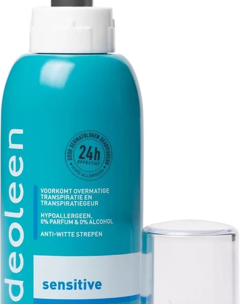 Deoleen Sensitive Deodorant Pomp Spray 75ml - Hypoallergeen, 0% Parfum, 0% Alcohol, Voor Zeer Gevoelige Huid, Anti-Transpirant, Dermatologisch Aanbevolen