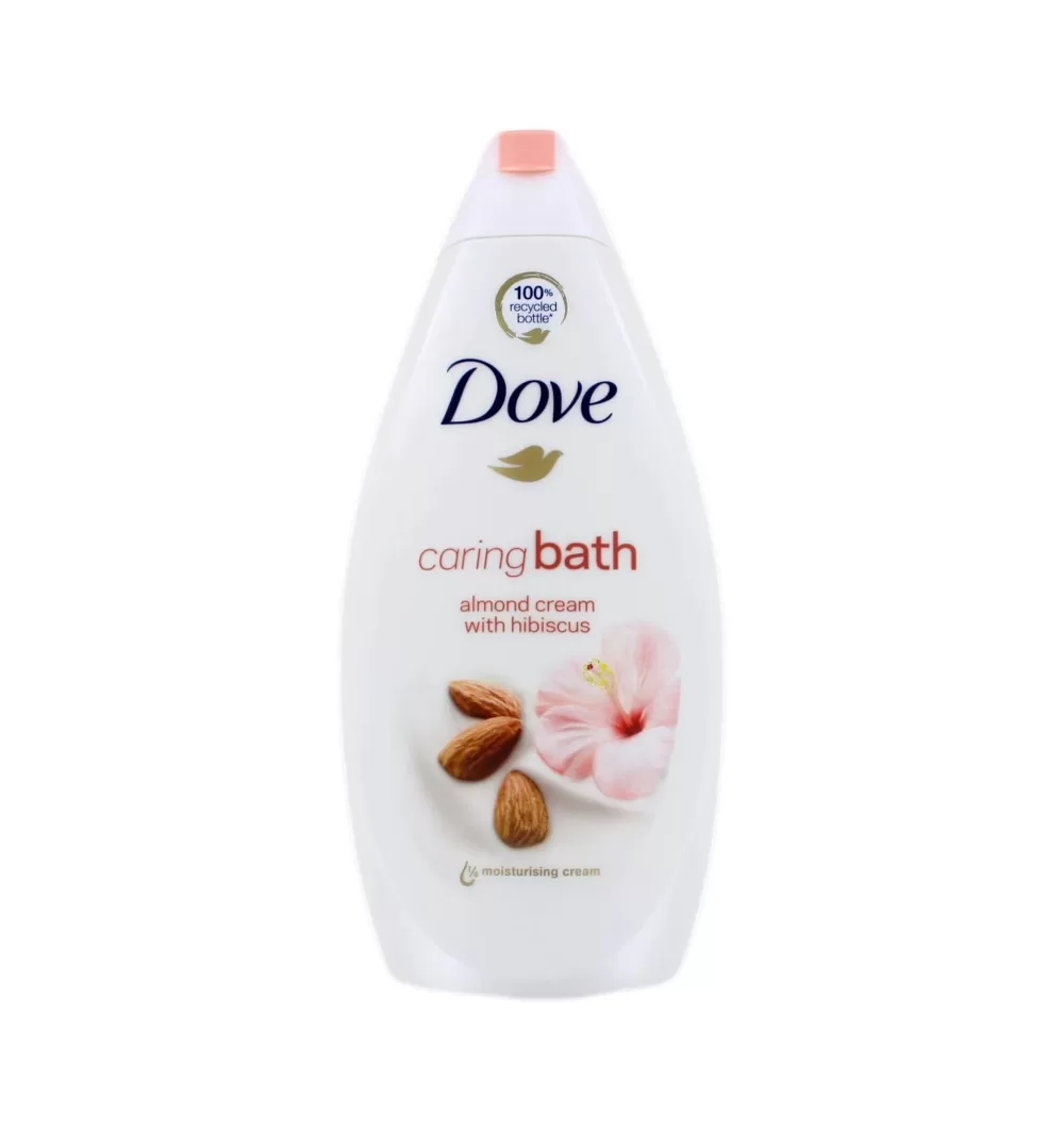 Dove Almond Caring Badschuim 400ml - 6 stuks, hydraterend met amandelmelk & hibiscus, voor zachte, stralende huid, ontspannend badschuim