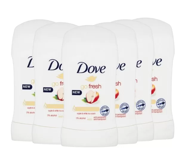 Dove Deodorant Stick Apple & White Tea – 6 x 40ml Voordeelverpakking – 48 uur bescherming, geen vlekken, verzorgt de huid