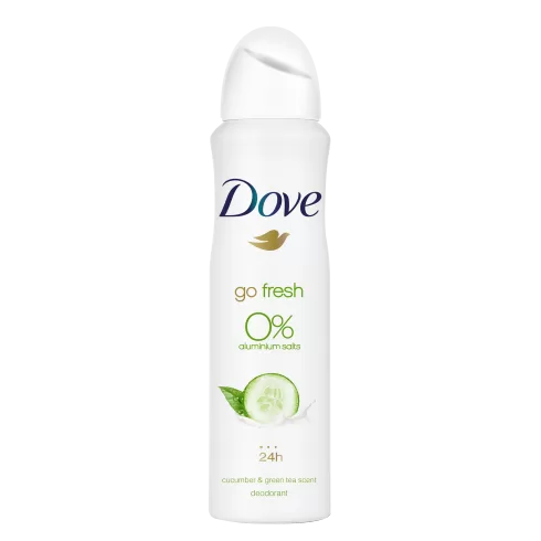 Dove Go Fresh Cucumber Deodorant Spray 150ml - 0% Aluminium, 0% Alkohol, 24h Frische & Schutz, mit 1/4 Feuchtigkeitscreme