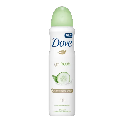 Dove Go Fresh Cucumber Spray 150ml – 48h Antitranspirant, erfrischender Duft mit Kompresse, pflegende 1/4 hydratisierende Creme