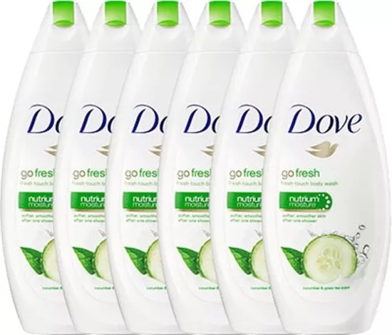 Dove Go Fresh Touch Douchegel 6 x 450ml - Verfrissende geur van komkommer & groene thee, voedt de huid met NutriumMoisture