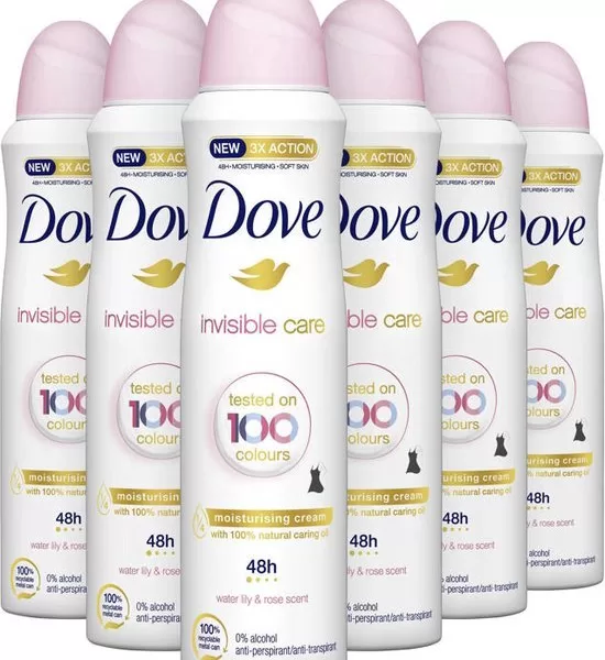 Dove Invisible Care Floral Touch Deodorant Spray, 6 x 150 ml - Lang anhaltender Schutz & blumiger Duft, Hautfreundlich & alkoholfrei