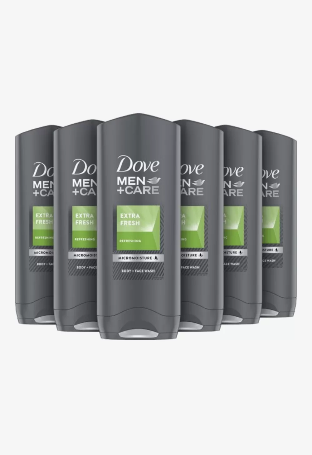 Dove Men+Care Extra Fresh Douchegel 6x250ml – Hydraterende Showergel voor Mannen, Verfrissend, met MicroMoisture Technologie, Hypoallergeen