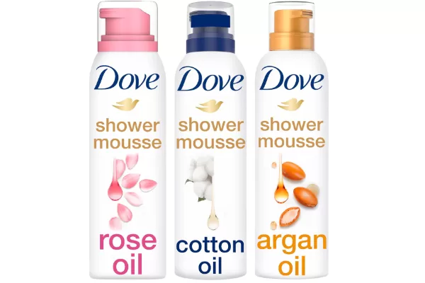 Dove Shower Mousse Set - 3 x 200 ml met Rozenolie, Katoenzaadolie & Arganolie - Hydrateert & Verzacht de Huid - Luxe Verzorging