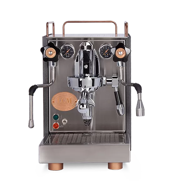 ECM Mechanika V Slim Heritage Line Espressomaschine – 2,2L Edelstahlkessel, Vibrationspumpe, edle Kupferoptik, kompakt, 2 Siebträger, 220V, 21kg